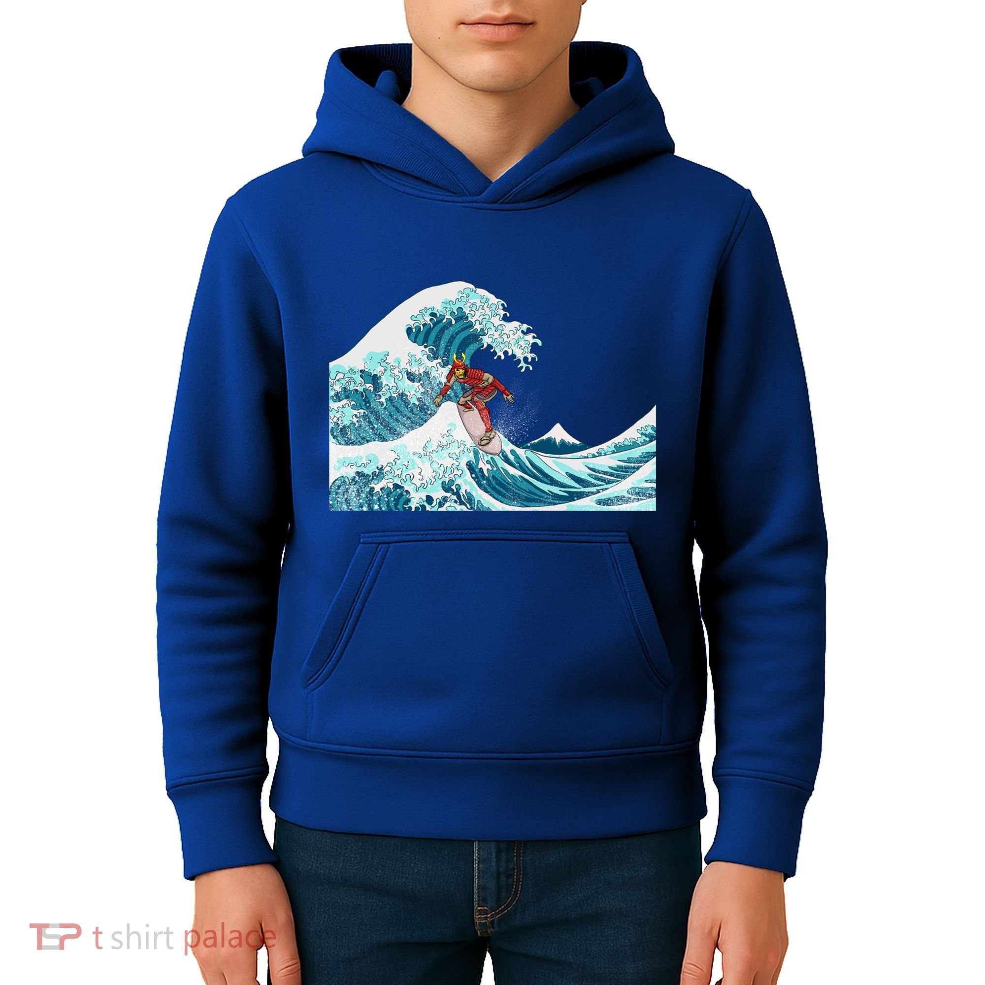 The Great Wave Off Kanagawa Samurai Surfing Cool Gift Japan Surf Gift Kids Hoodie