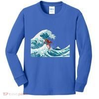 The Great Wave Off Kanagawa Samurai Surfing Cool Gift Japan Surf Gift Kids Long Sleeve Shirt thumb 0