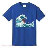 The Great Wave Off Kanagawa Samurai Surfing Cool Gift Japan Surf Gift Kids T-Shirt thumb 0