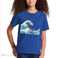 The Great Wave Off Kanagawa Samurai Surfing Cool Gift Japan Surf Gift Kids T-Shirt thumb 2