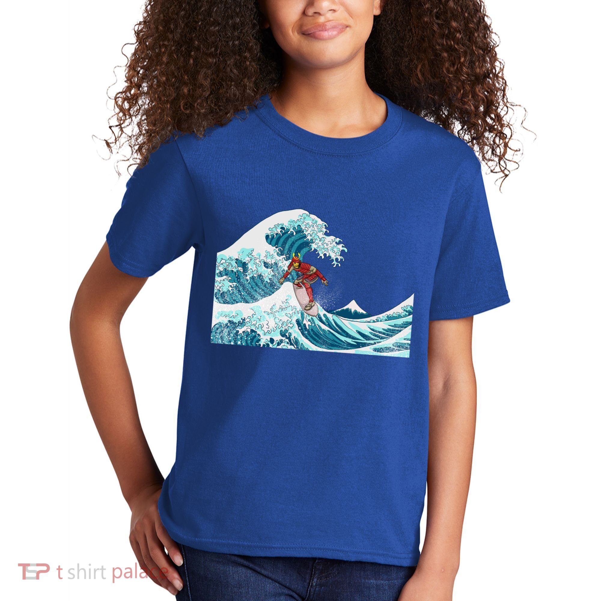 The Great Wave Off Kanagawa Samurai Surfing Cool Gift Japan Surf Gift Kids T-Shirt