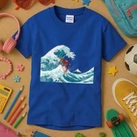 The Great Wave Off Kanagawa Samurai Surfing Cool Gift Japan Surf Gift Kids T-Shirt thumb 3