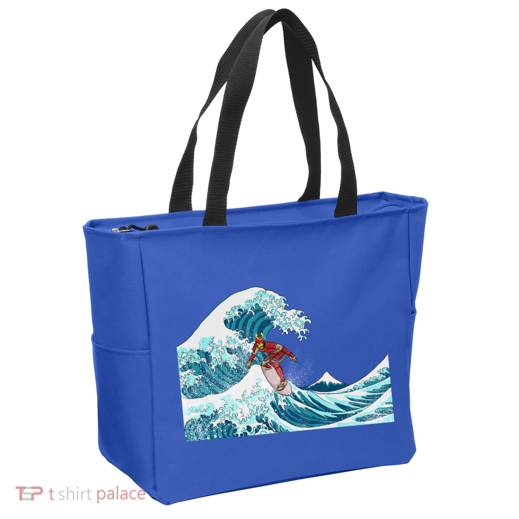 The Great Wave Off Kanagawa Samurai Surfing Cool Gift Japan Surf Gift Tote Bag