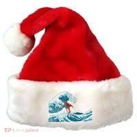 The Great Wave Off Kanagawa Samurai Surfing Cool Gift Japan Surf Gift Santa Hat thumb 0