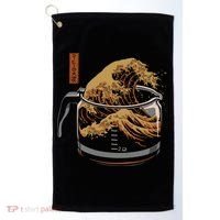 The Great Wave Of Coffee Golf Towel thumb 0