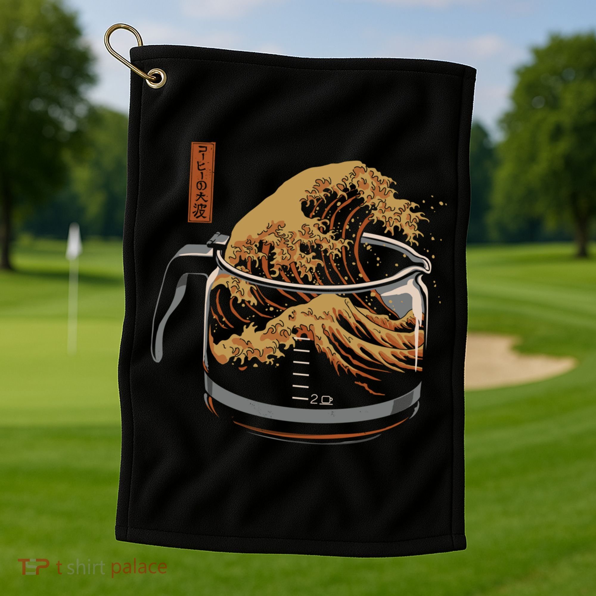 The Great Wave Of Coffee Golf Towel