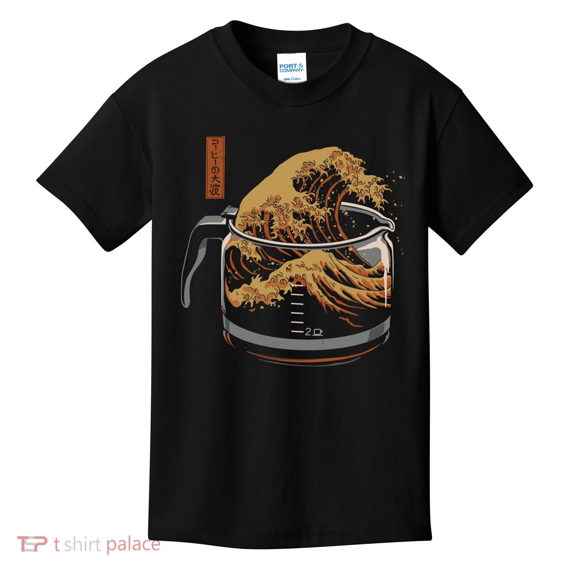 The Great Wave Of Coffee Kids T-Shirt