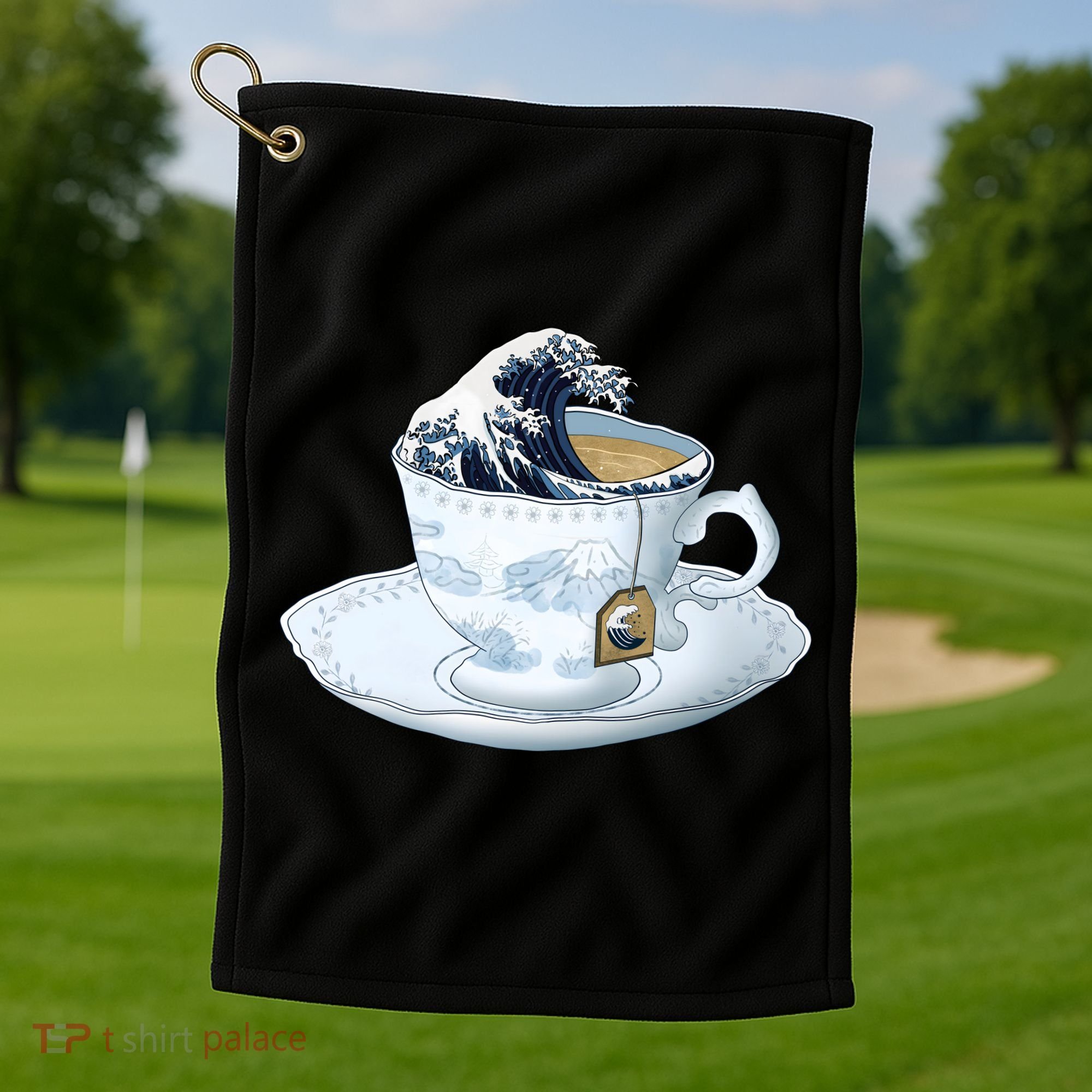 Tea Great Wave Off Kanagawa Golf Towel
