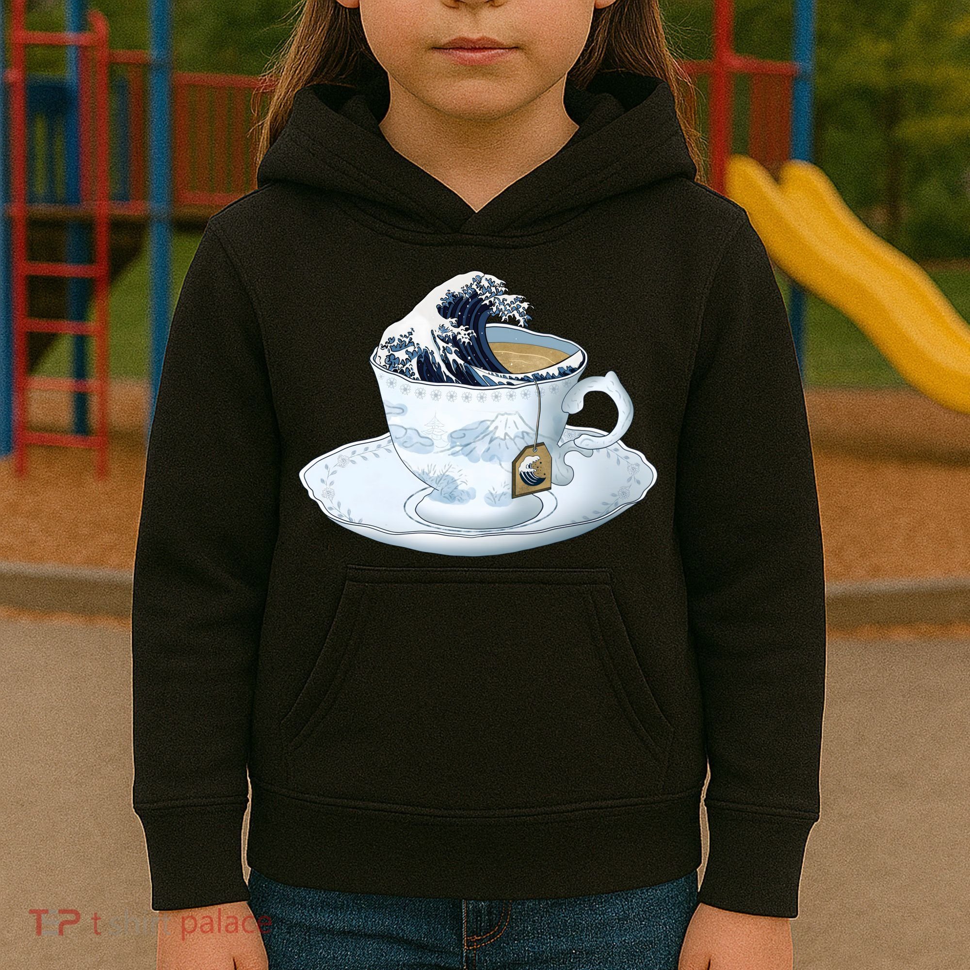 Tea Great Wave Off Kanagawa Kids Hoodie