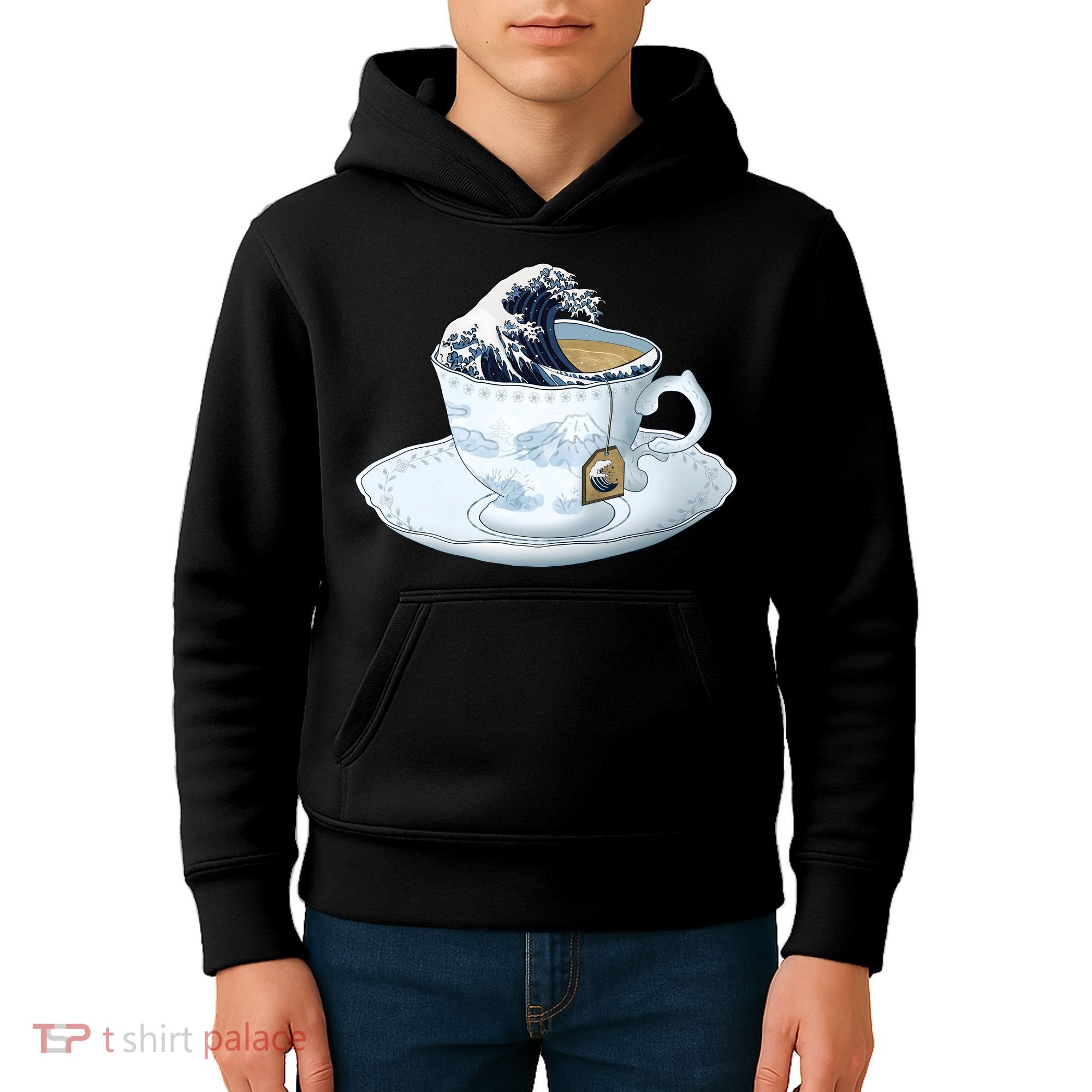 Tea Great Wave Off Kanagawa Kids Hoodie