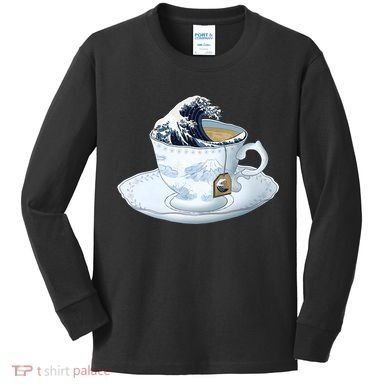 Tea Great Wave Off Kanagawa Kids Long Sleeve Shirt
