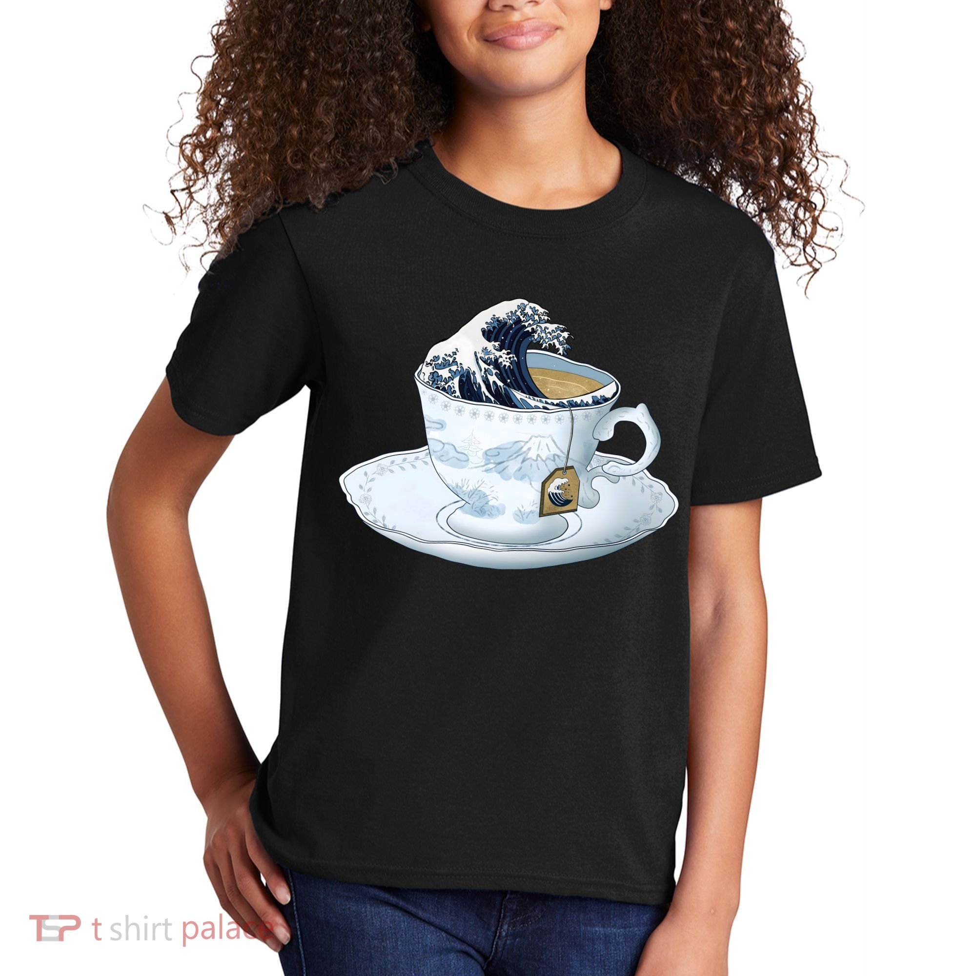 Tea Great Wave Off Kanagawa Kids T-Shirt