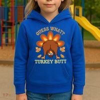 Thanksgiving Guess What Turkey Butt Kids Hoodie thumb 3