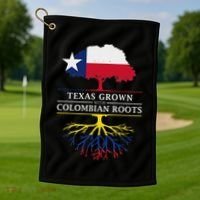 Texas Grown With Colombian Roots Colombia Golf Towel thumb 1