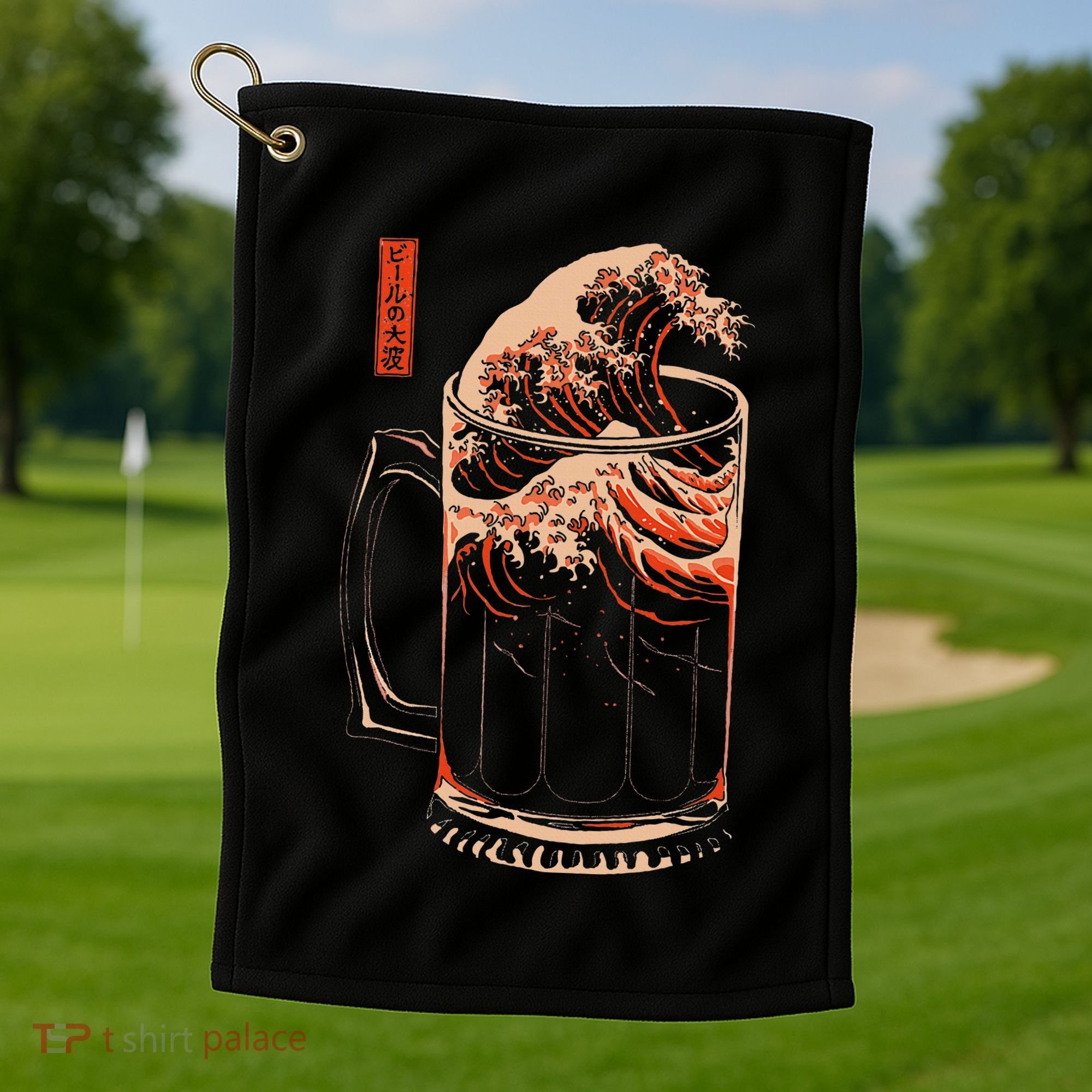 The Great Wave Of Beer Golf Towel