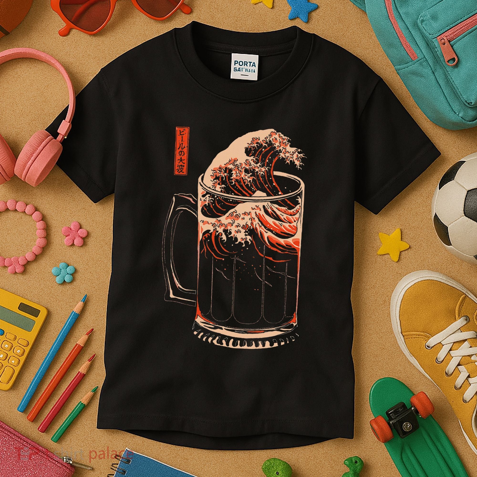 The Great Wave Of Beer Kids T-Shirt