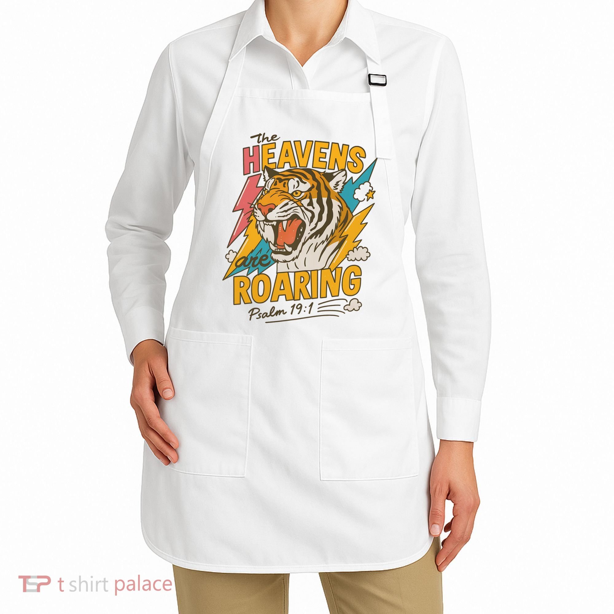 The Heavens Are Roaring Tiger Christian Meme Apron