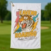 The Heavens Are Roaring Tiger Christian Meme Golf Towel thumb 1