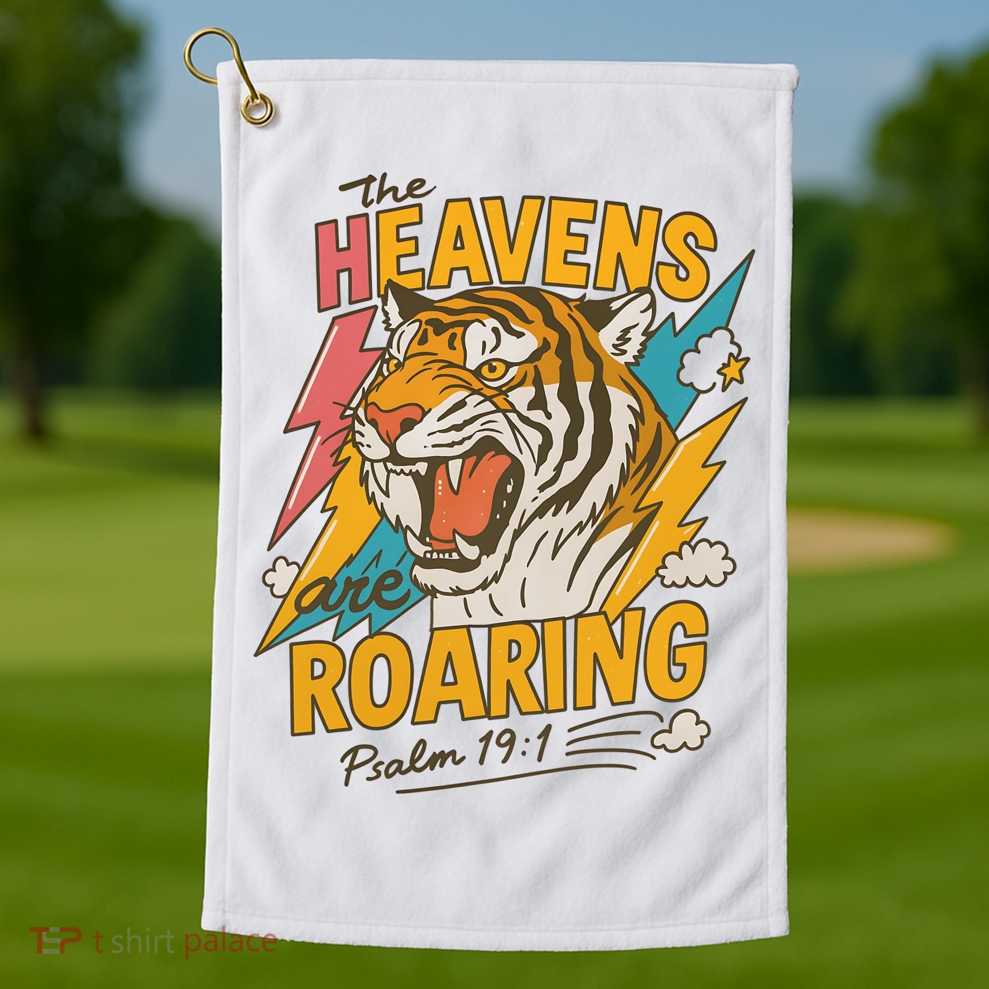 The Heavens Are Roaring Tiger Christian Meme Golf Towel