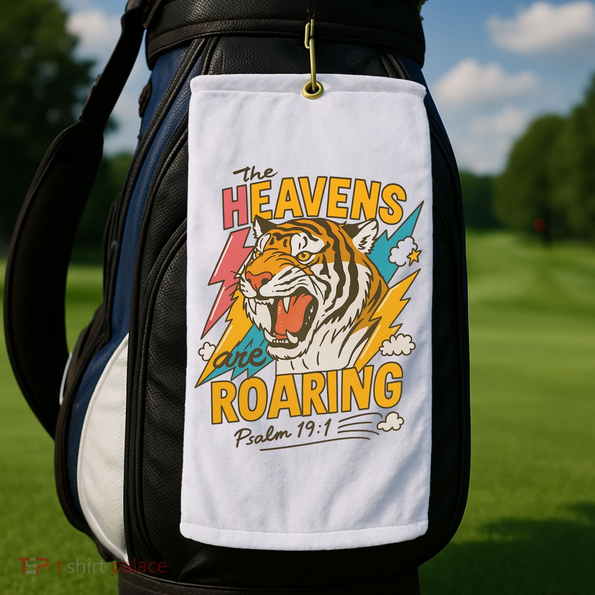 The Heavens Are Roaring Tiger Christian Meme Golf Towel