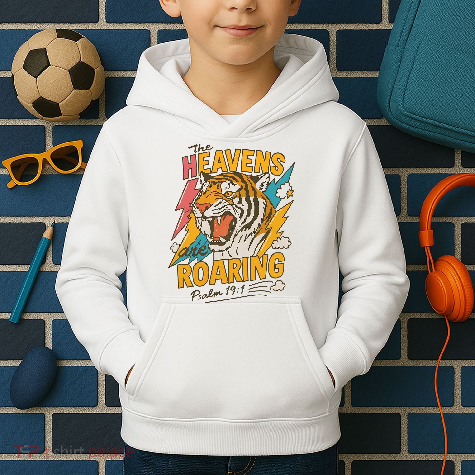The Heavens Are Roaring Tiger Christian Meme Kids Hoodie
