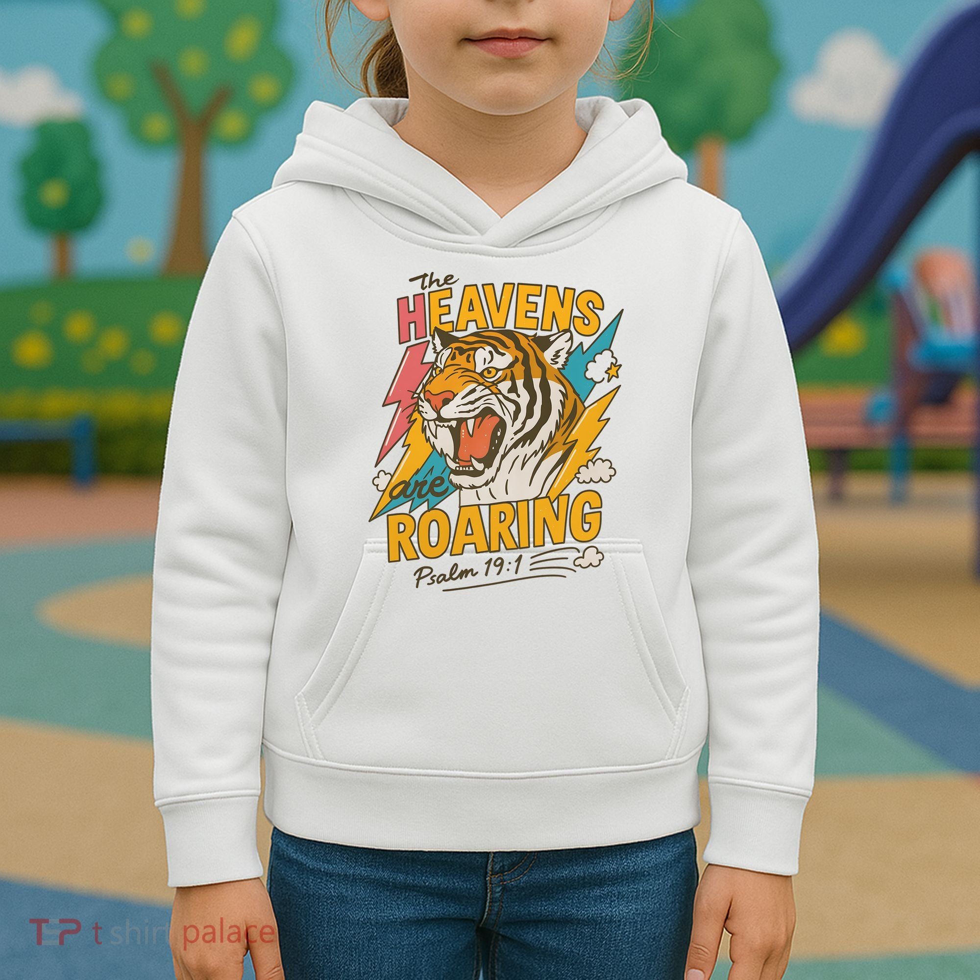 The Heavens Are Roaring Tiger Christian Meme Kids Hoodie