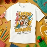 The Heavens Are Roaring Tiger Christian Meme Kids T-Shirt thumb 3