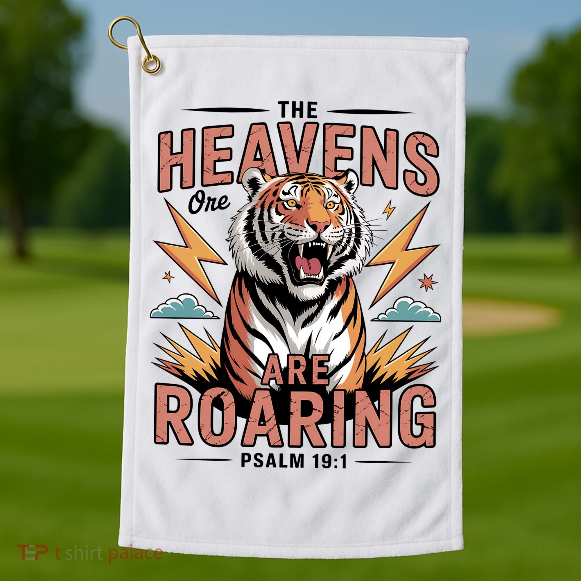 The Heavens Are Roaring Believer Bible Verse Faith Christian Church Golf Towel