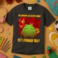The Horrors Are Never Ending Yet I Remain Silly Frog Toad Kids T-Shirt thumb 3
