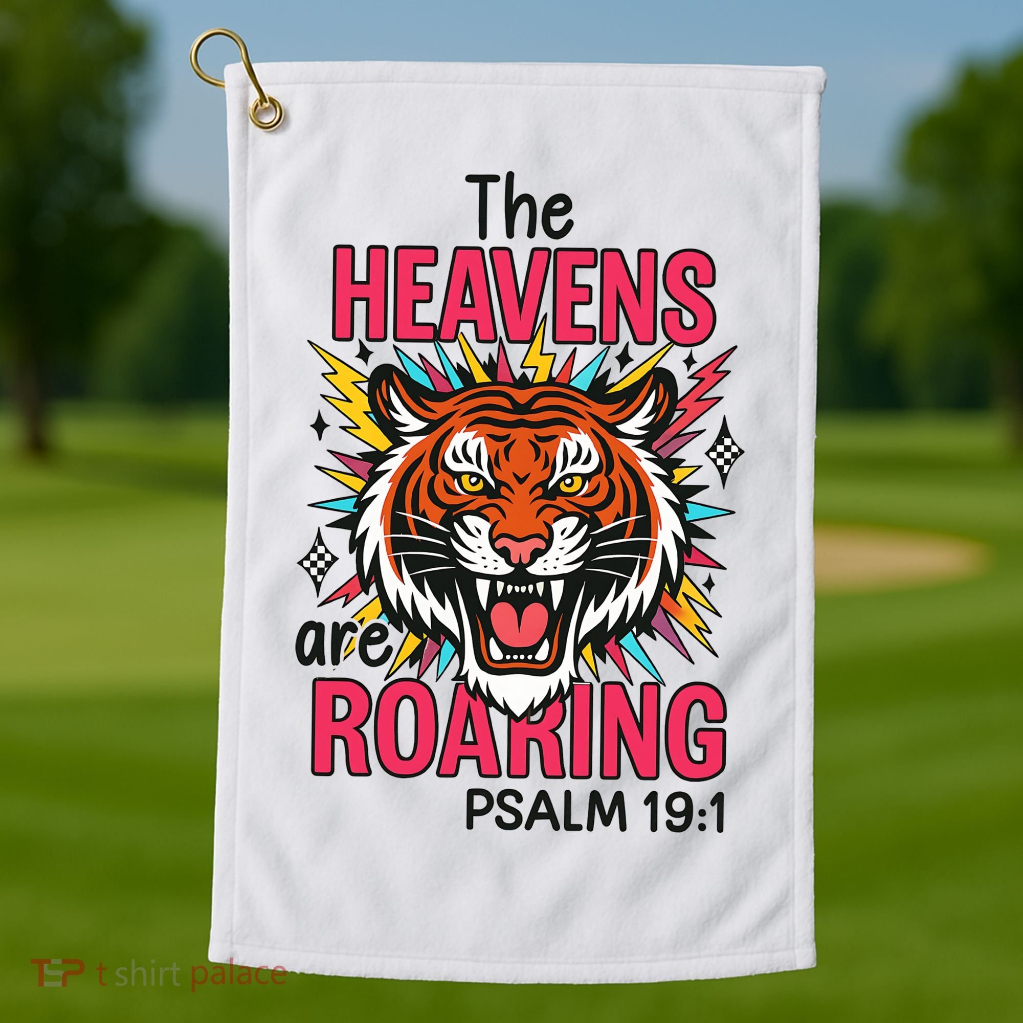 The Heavens Are Roaring Psalm Golf Towel