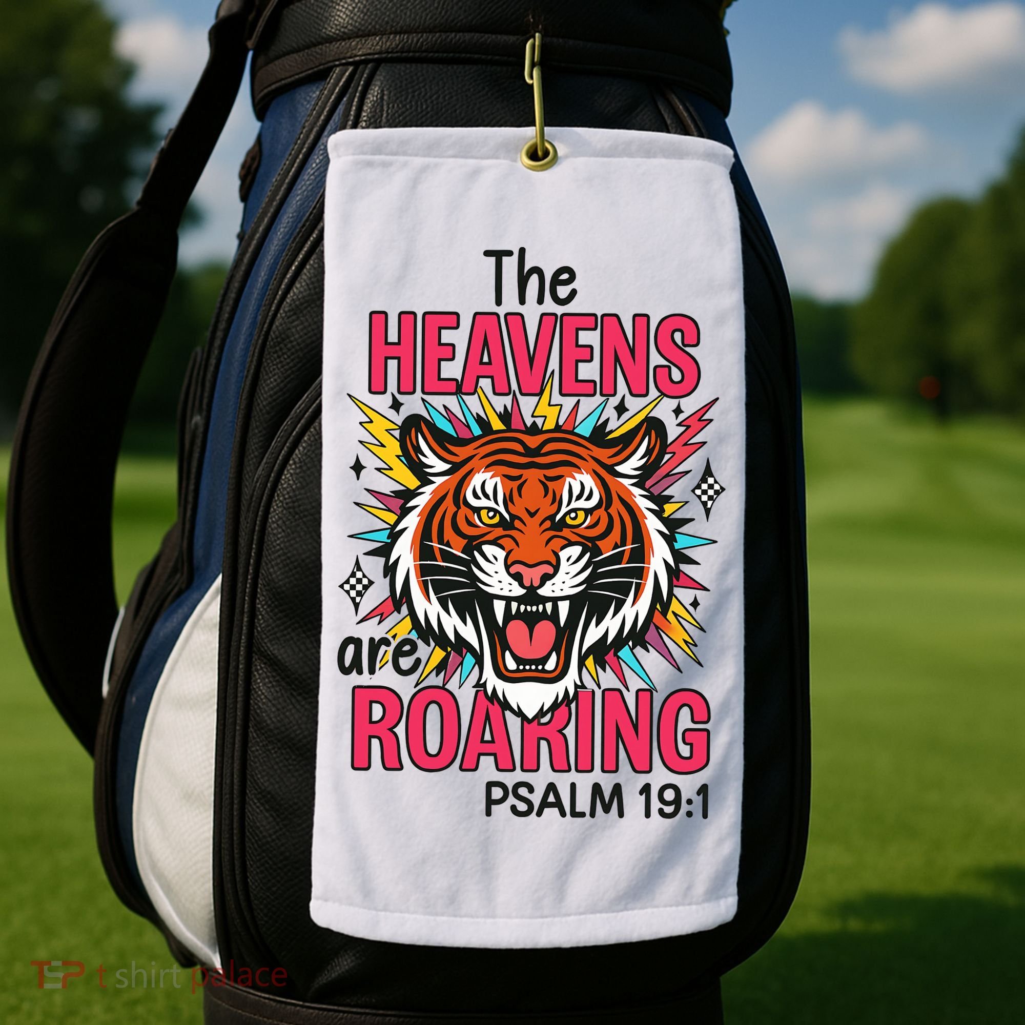 The Heavens Are Roaring Psalm Golf Towel