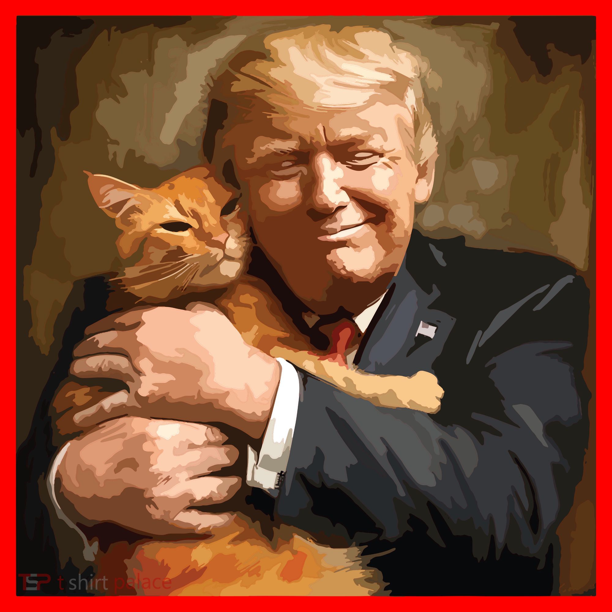 Trump Hugging An Orange Cat 2024 Santa Hat