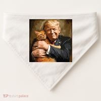 Trump Hugging An Orange Cat 2024 USA-Made Doggie Bandana thumb 0