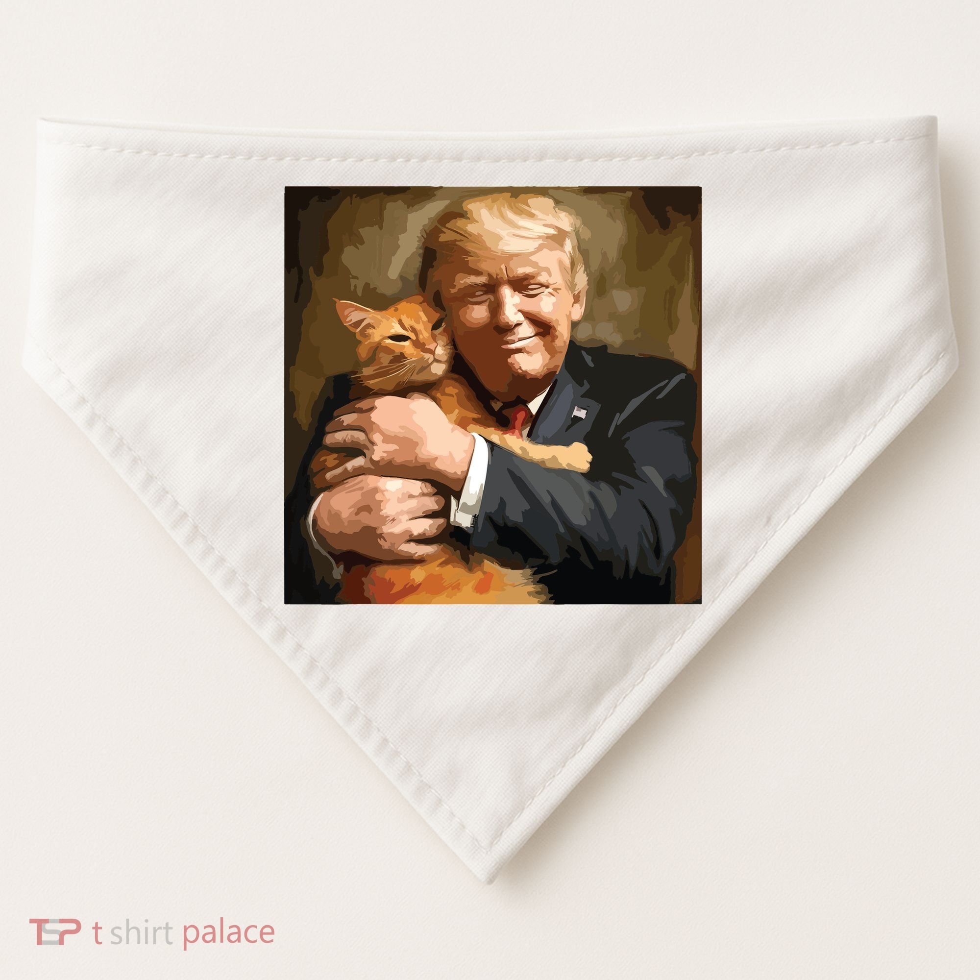Trump Hugging An Orange Cat 2024 USA-Made Doggie Bandana