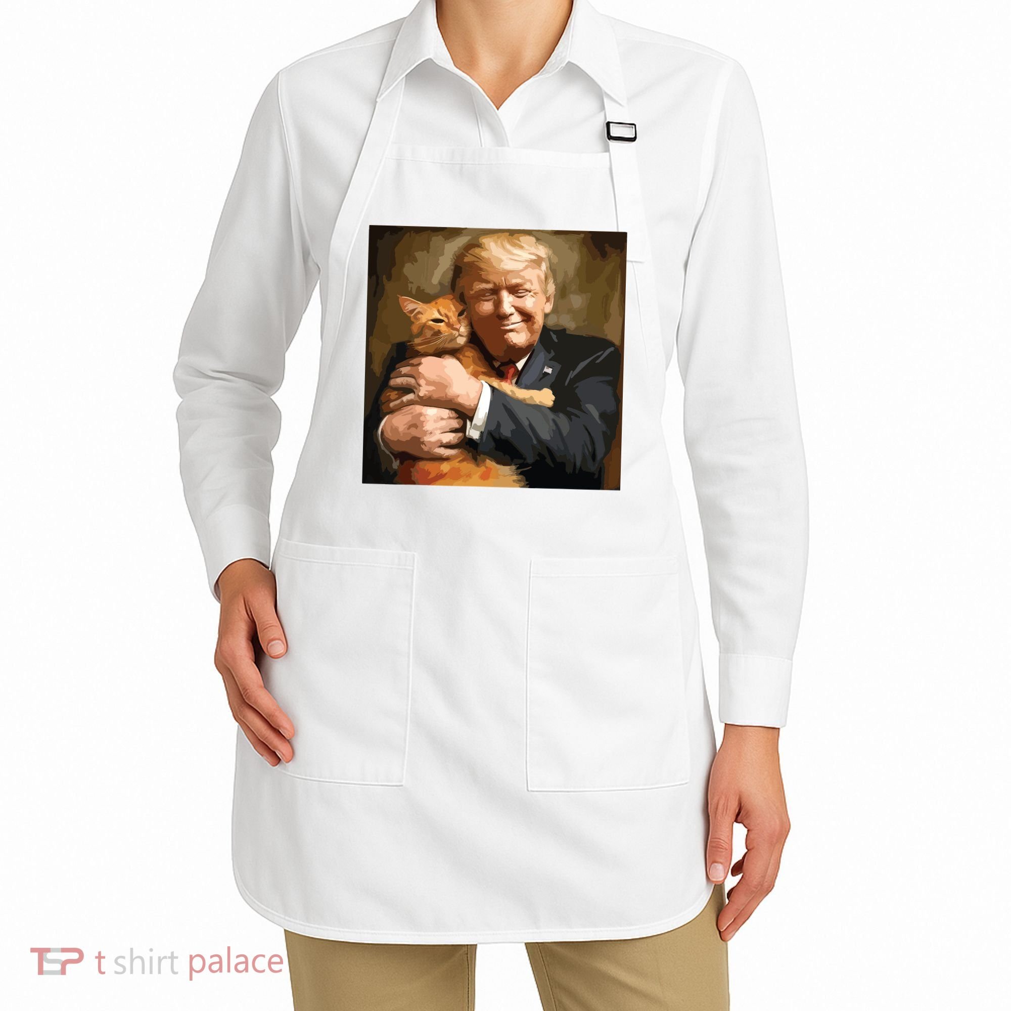 Trump Hugging An Orange Cat 2024 Apron