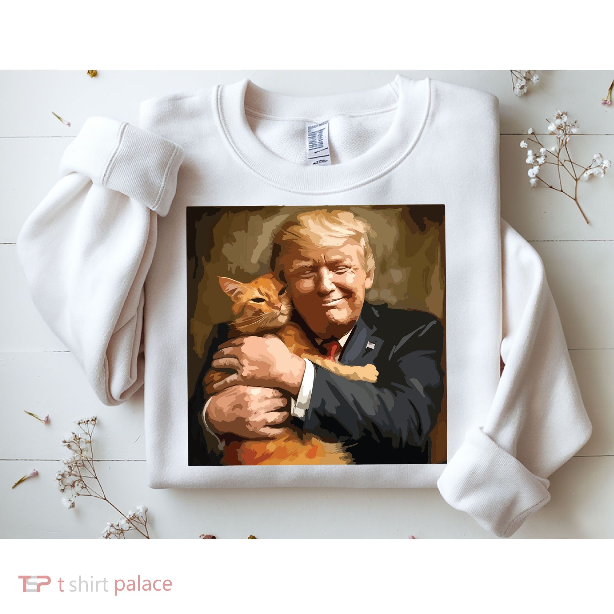 Trump Hugging An Orange Cat 2024 Sweatshirt