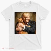 Trump Hugging An Orange Cat 2024 T-Shirt thumb 0