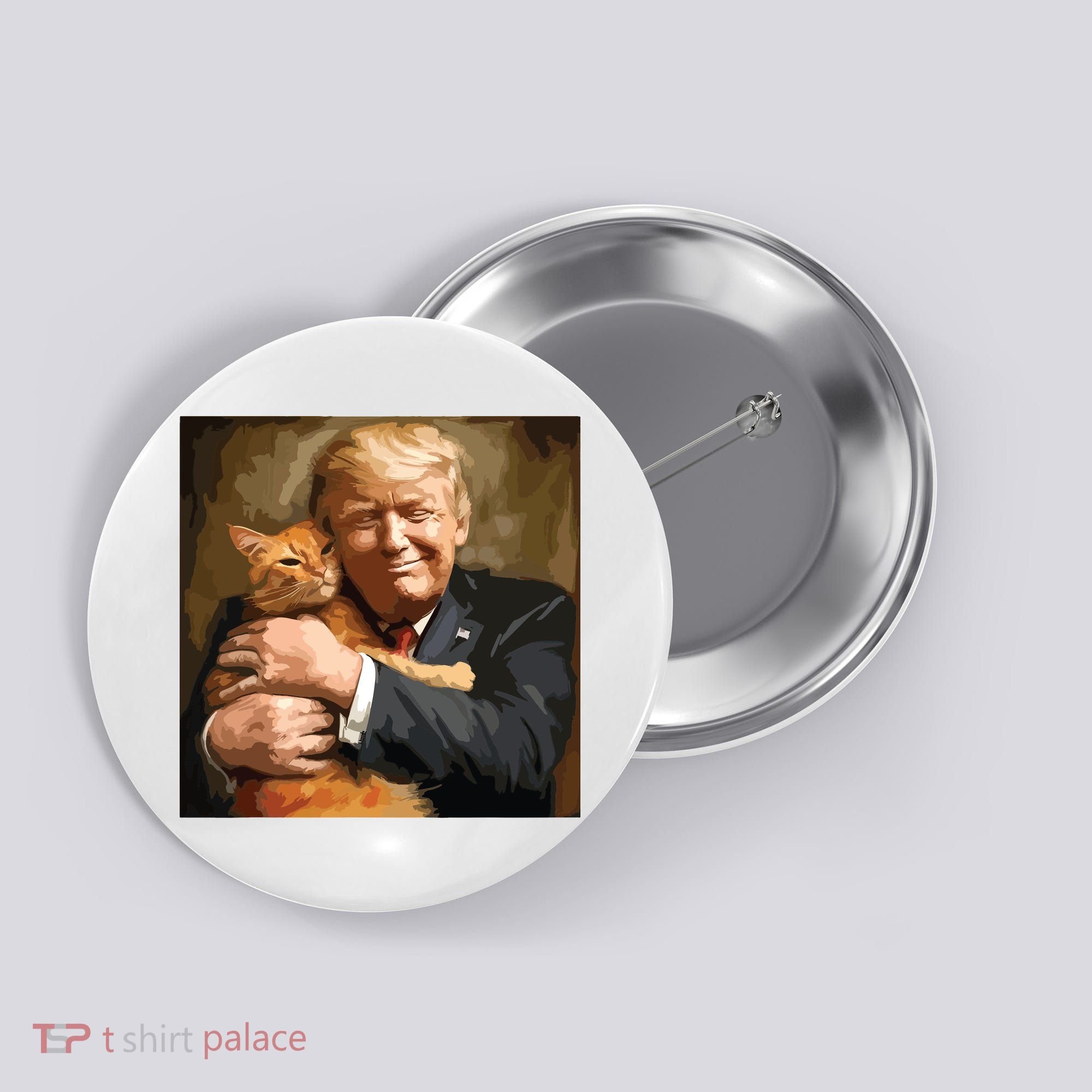 Trump Hugging An Orange Cat 2024 Button