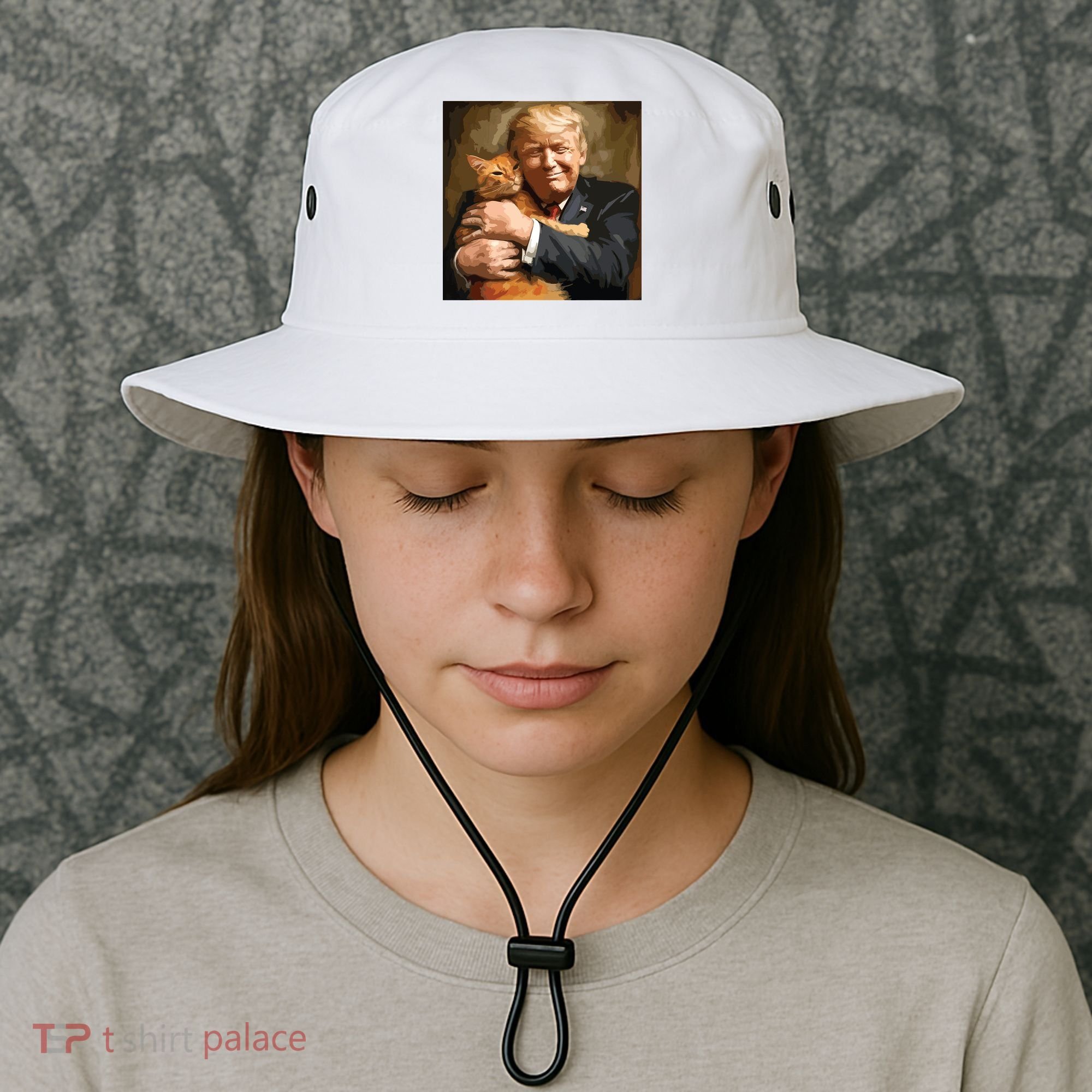 Trump Hugging An Orange Cat 2024 Bucket Hat