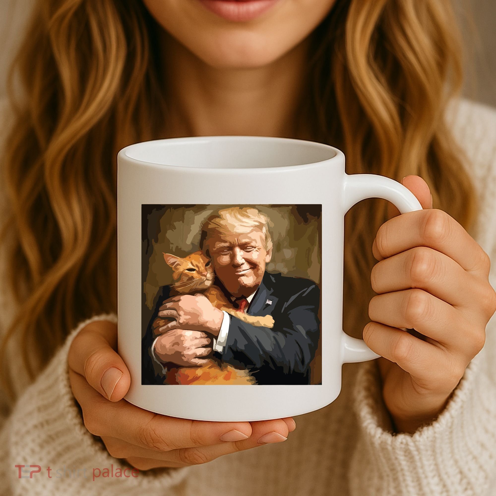 Trump Hugging An Orange Cat 2024 Coffee Mug