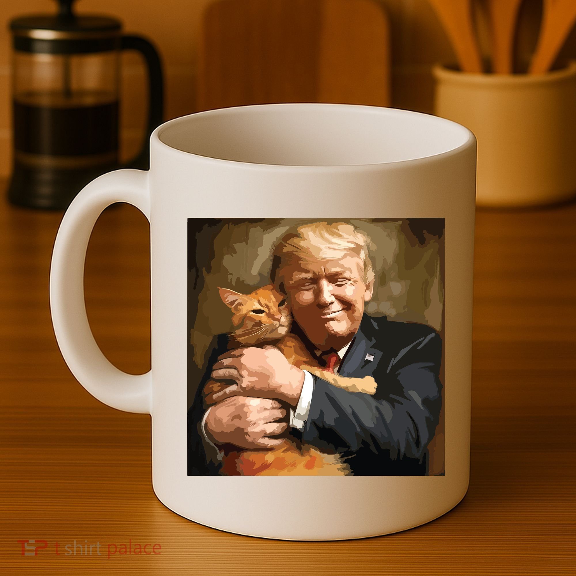 Trump Hugging An Orange Cat 2024 Coffee Mug