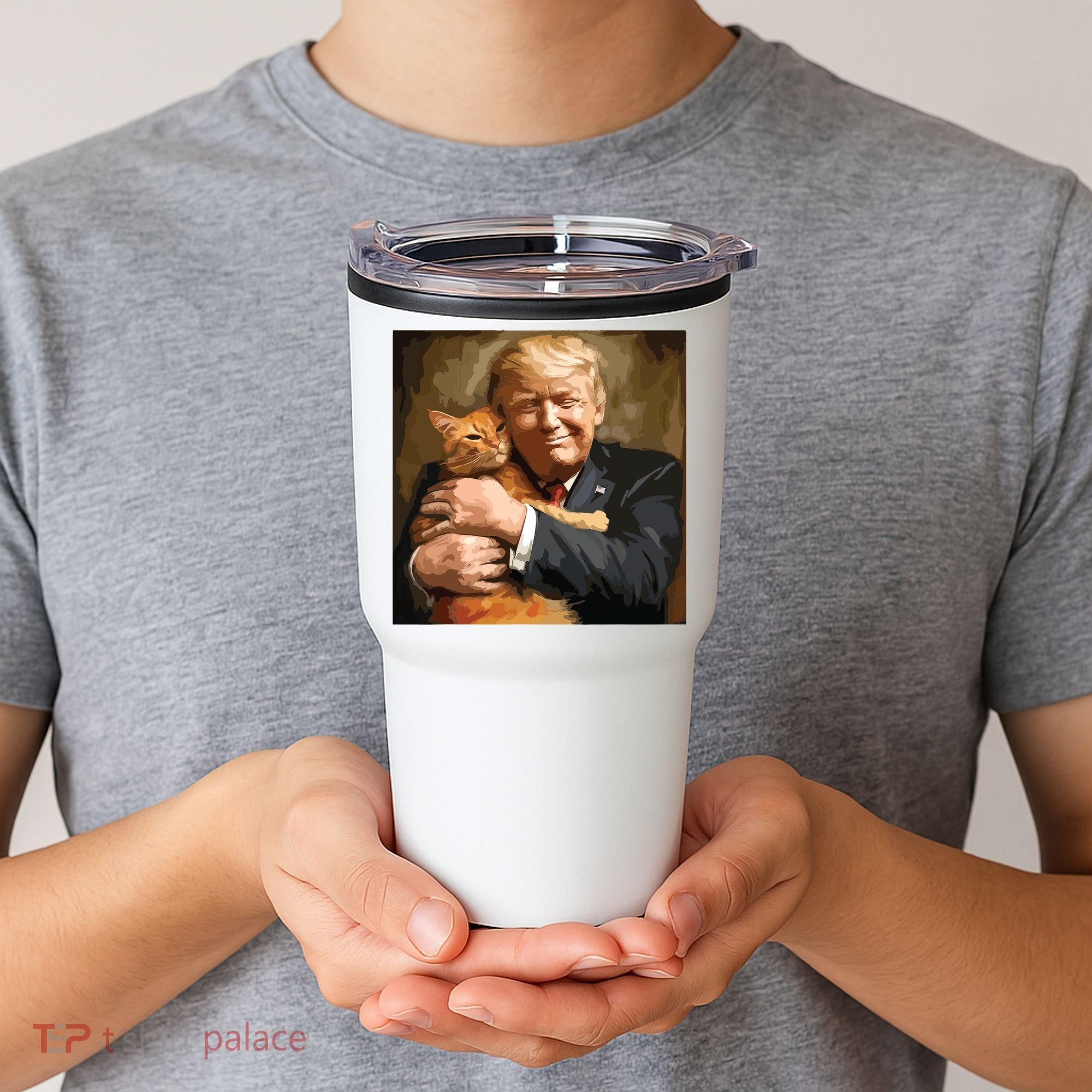 Trump Hugging An Orange Cat 2024 Tumbler