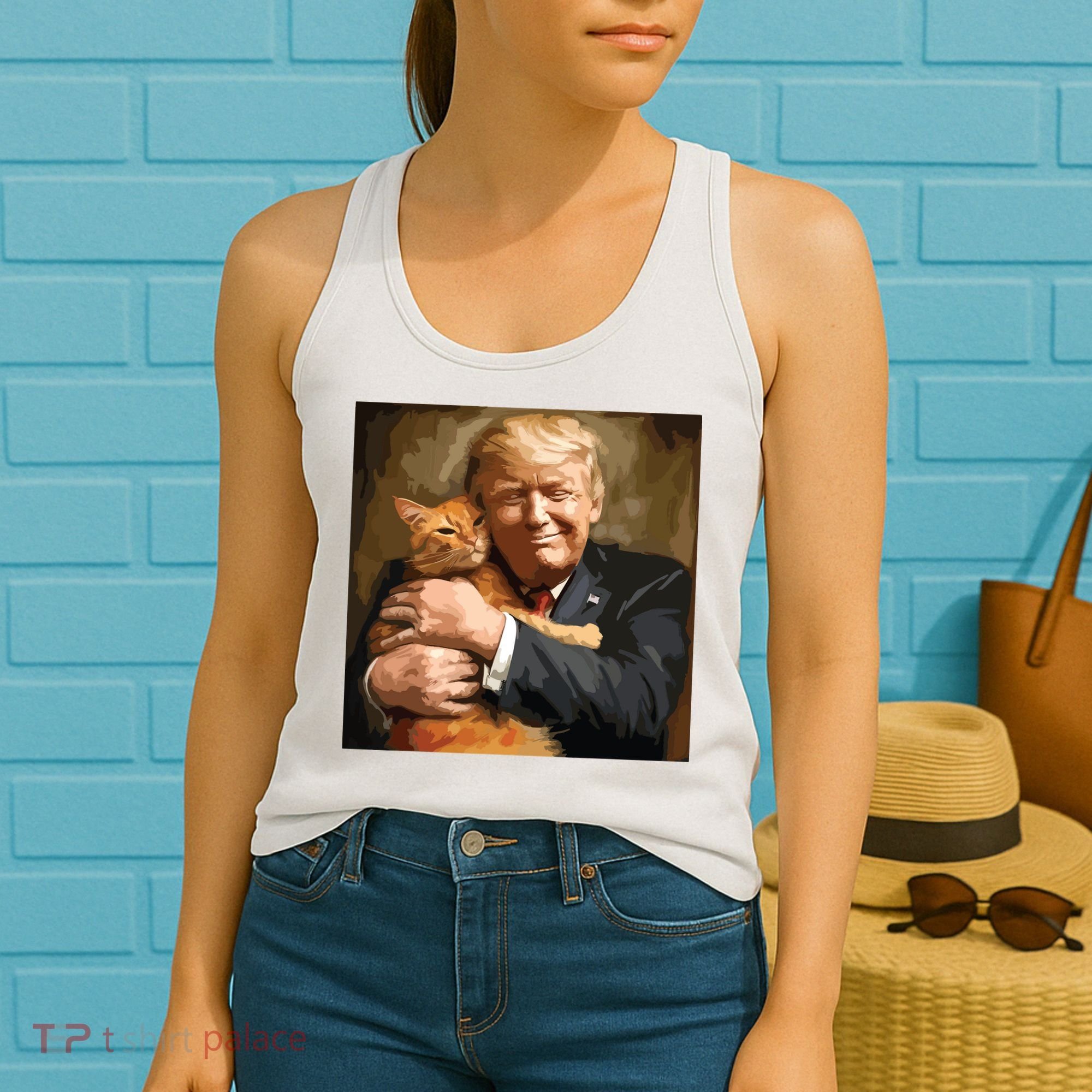 Trump Hugging An Orange Cat 2024 Women's Tank Top