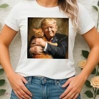 Trump Hugging An Orange Cat 2024 Women's T-Shirt thumb 2