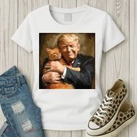 Trump Hugging An Orange Cat 2024 Women's T-Shirt thumb 3