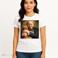 Trump Hugging An Orange Cat 2024 Women's T-Shirt thumb 4