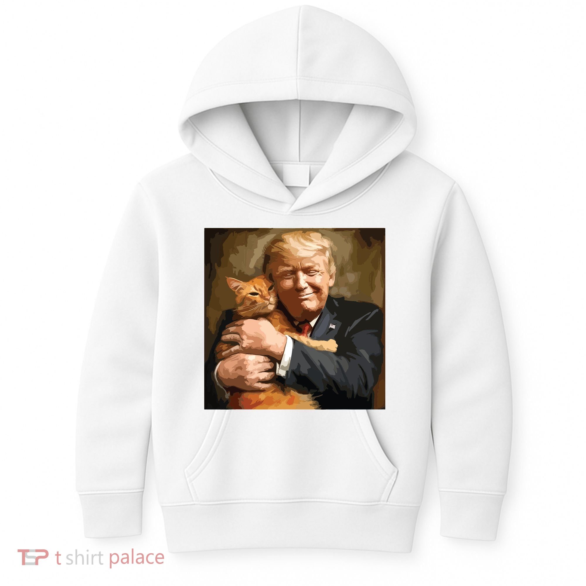 Trump Hugging An Orange Cat 2024 Kids Hoodie