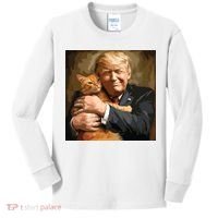 Trump Hugging An Orange Cat 2024 Kids Long Sleeve Shirt thumb 0