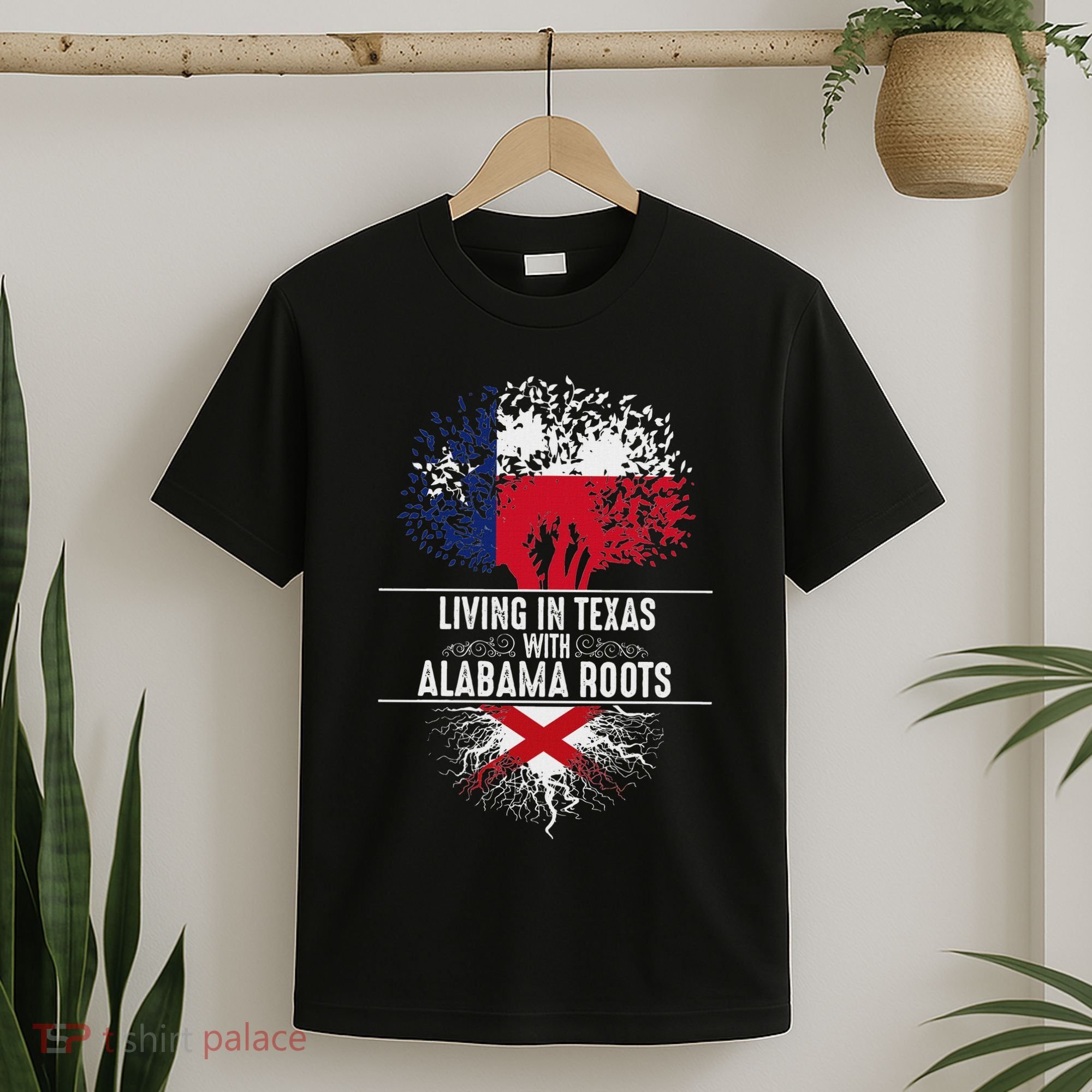 Texas Home Alabama Roots State Tree Flag Love Gift T-Shirt