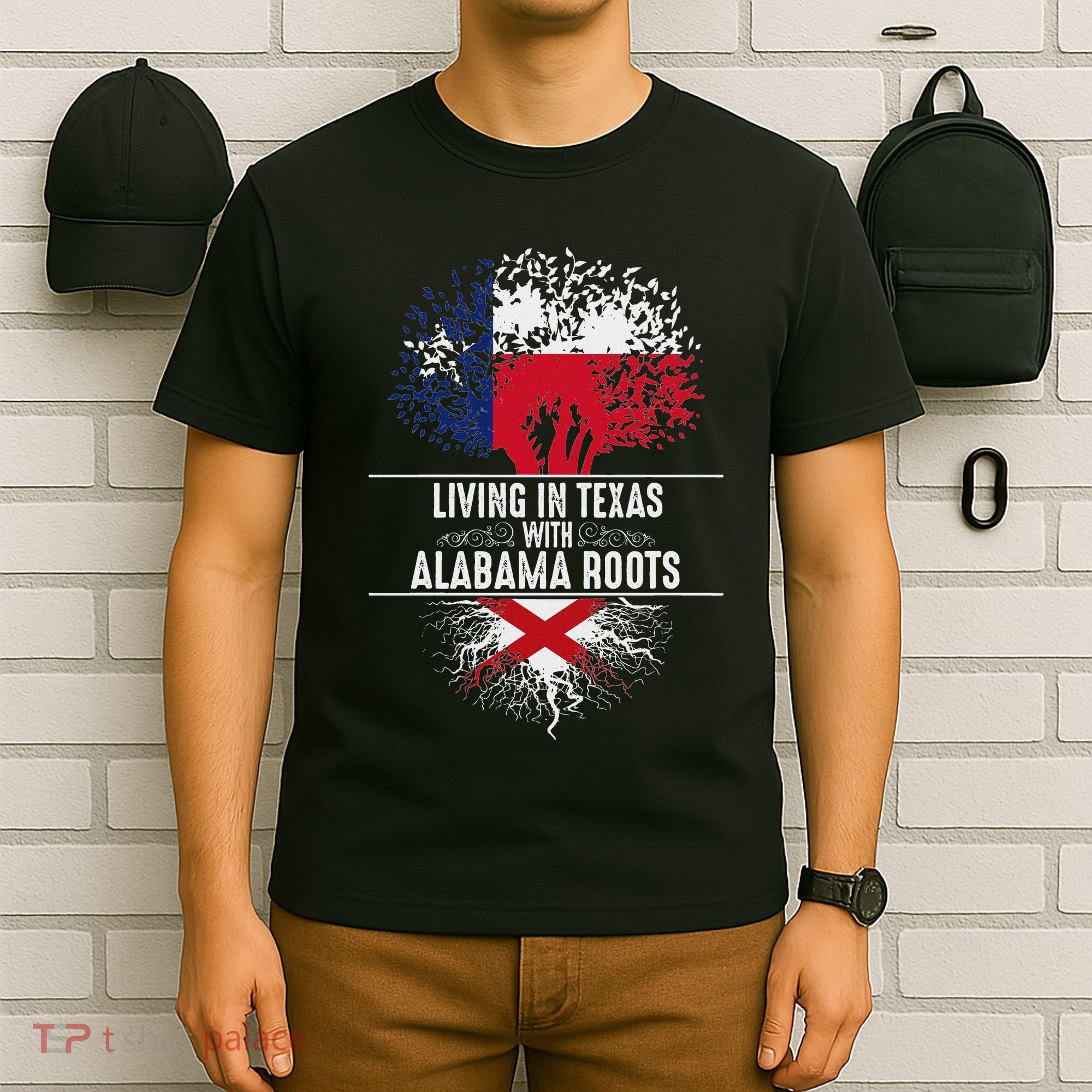Texas Home Alabama Roots State Tree Flag Love Gift T-Shirt